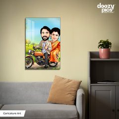 Personalised Couple Bike Riding Caricature