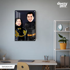 Dark Knight Batman Couple Caricature