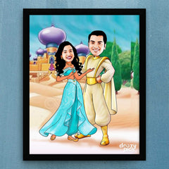 Aladdin And Jasmine Couple Caricature Art