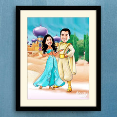 Aladdin And Jasmine Couple Caricature Art