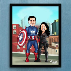 Captain America Couple Caricature Art