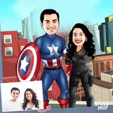Captain America Couple Caricature Art