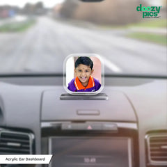 Acrylic Personalized Rounded square Shape Car Dashboard Photo Stand (Front & Back)
