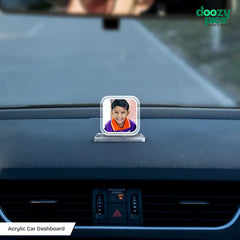 Acrylic Personalized Rounded square Shape Car Dashboard Photo Stand (Front & Back)