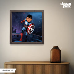 Avengers Captain America as a Kid Caricature Art