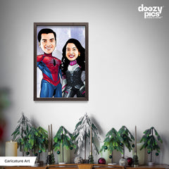 Spiderman Couple Caricature Art