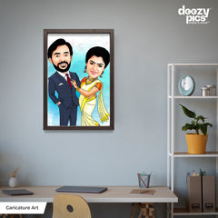 Modern Couple Caricature Art
