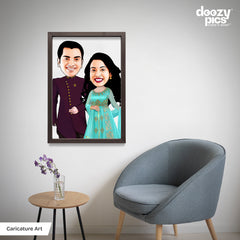 Happy Couple Caricature Art Gallery Wrap with Canvas