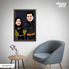 Dark Knight Batman Couple Caricature