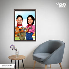 Chilling Couple Caricature Art
