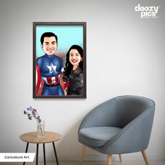 Captain America Couple Caricature Art