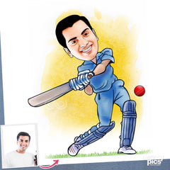 Cricketer Caricature Art