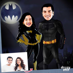 Dark Knight Batman Couple Caricature