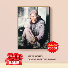 Sai-Baba-Color Photo- Canvas Float Frame-18"X24"
