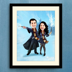 Harry Potter Couple Caricature Art