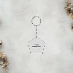 Acrylic Personalized Photo Pentagon Round Edges Shape Keychain (Front & Back)