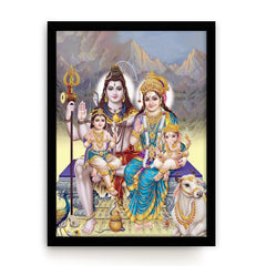 Lord Shiva with Parvati Ganesh and Kartikey Photo Frame