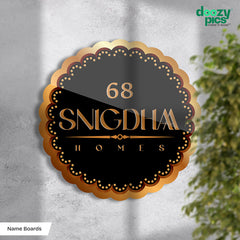 Floral Edge Circle Acrylic House Name Board