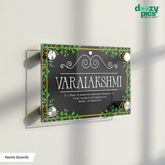 Elegant Green Leaf Acrylic Name Board