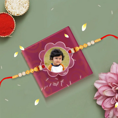 Acrylic Photo Rakhi with Photo – Flower Shape - Personalized Gift for Brother