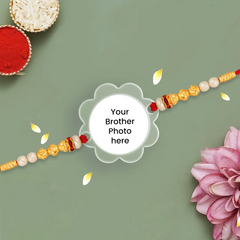 Acrylic Photo Rakhi with Photo – Flower Shape - Personalized Gift for Brother