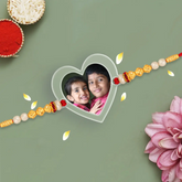 Acrylic Photo Rakhi with Photo – Heart Shape - Personalized Gift for Brother