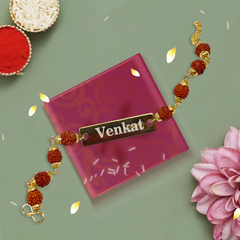 Rudraksha Rakhi Bracelet – Personalized with Name
