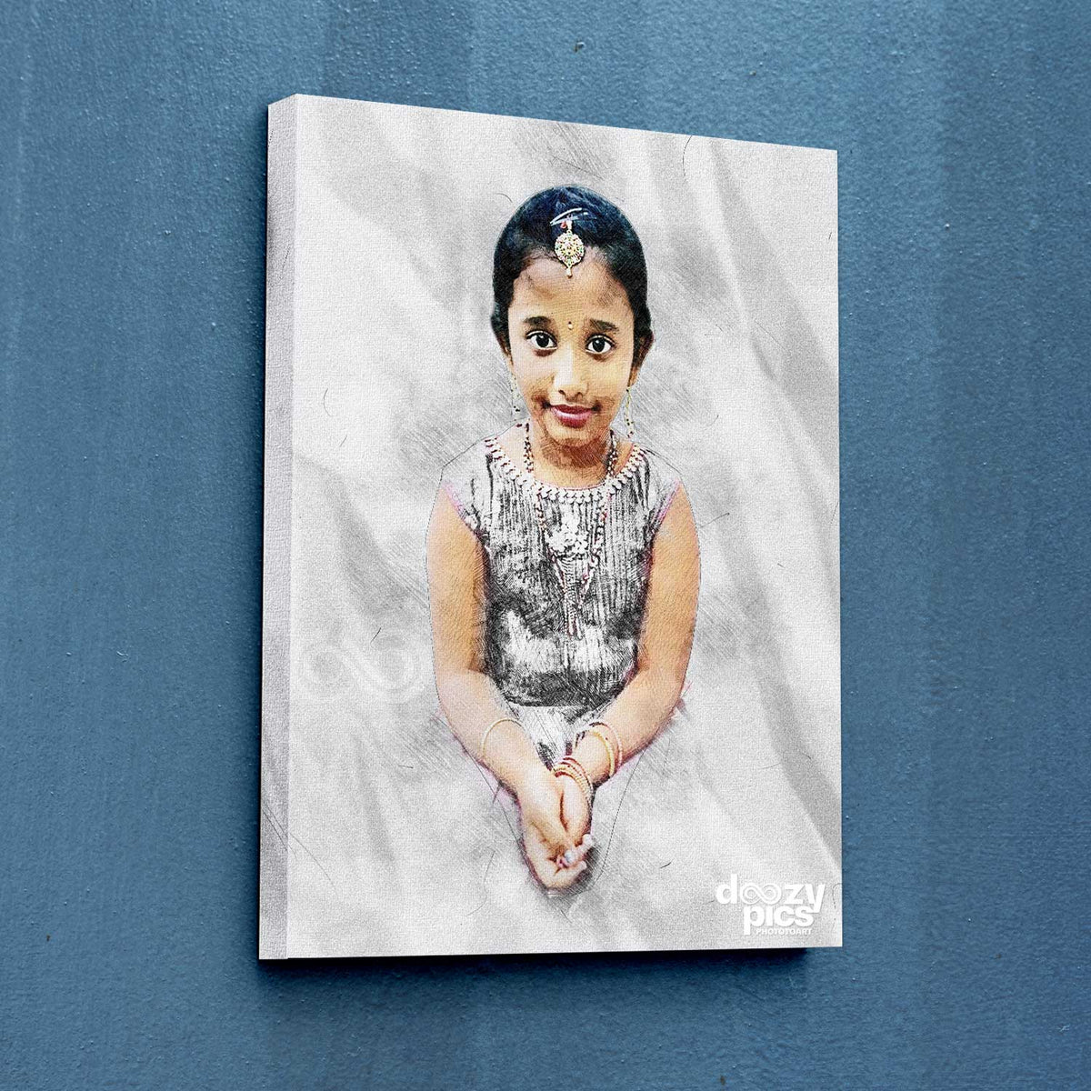Personalized Popup Sketch Color Effect Gallery Wrap with Canvas
