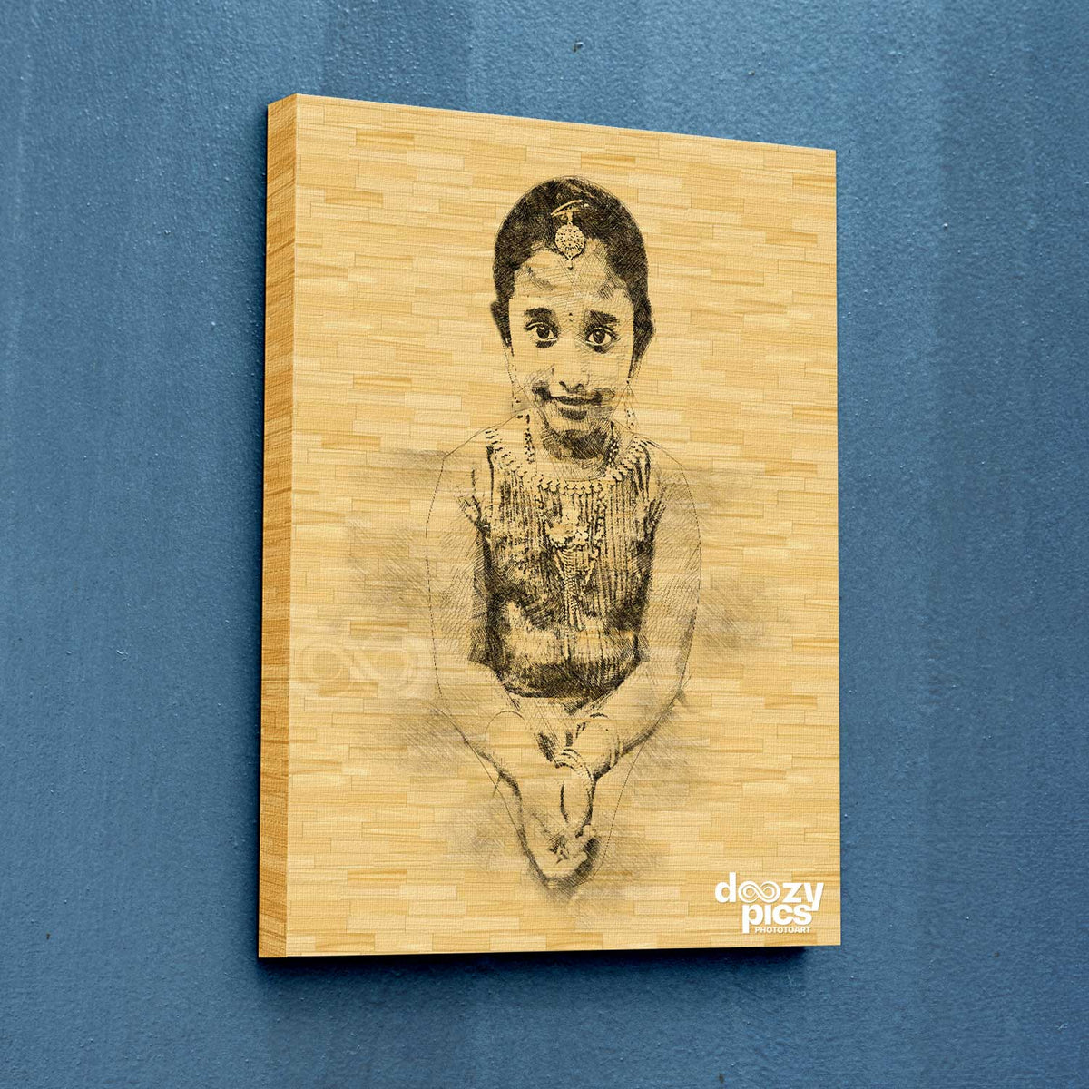 Personalized Popup Sketch Wood Effect Gallery Wrap with Canvas