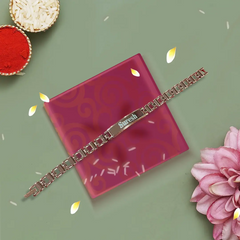 Personalized Rose Gold Rakhi Bracelet with Brother’s Name