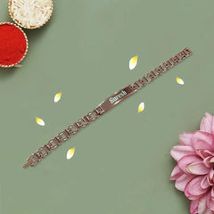 Personalized Rose Gold Rakhi Bracelet with Brother’s Name