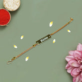Metal Rakhi with Name – Chain Bracelet – Personalized Gift for Brother