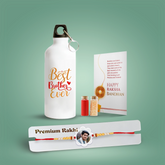 Personalized Floral-Shaped Acrylic Rakhi & Custom Sipper Bottle Combo Gift for Brother