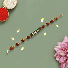 Rudraksha Rakhi Bracelet – Personalized with Name