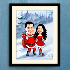 Santa Couple Caricature Art