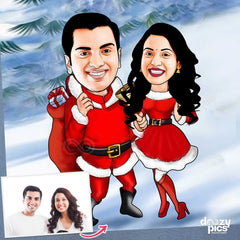 Santa Couple Caricature Art