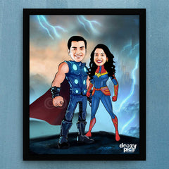 Thor Couple Caricature Art