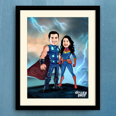 Thor Couple Caricature Art