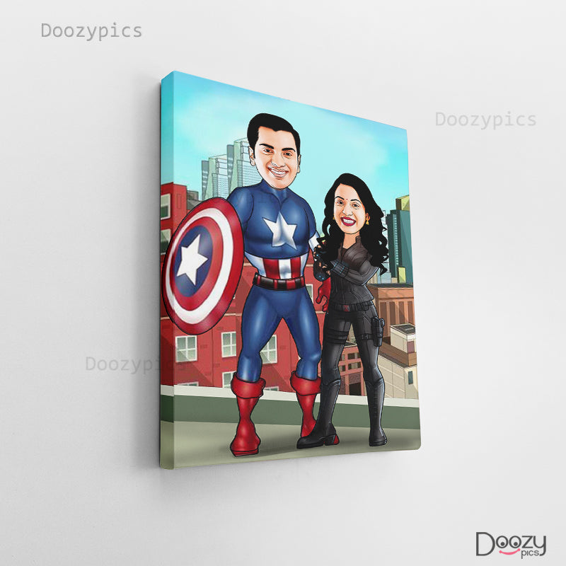 Captain America Couple Caricature Art
