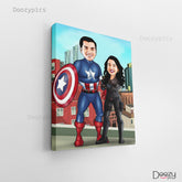 Captain America Couple Caricature Art