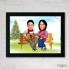 Chilling Couple Caricature Art