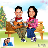 Chilling Couple Caricature Art