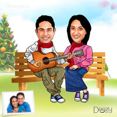 Chilling Couple Caricature Art
