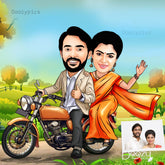 Personalised Couple Bike Riding Caricature