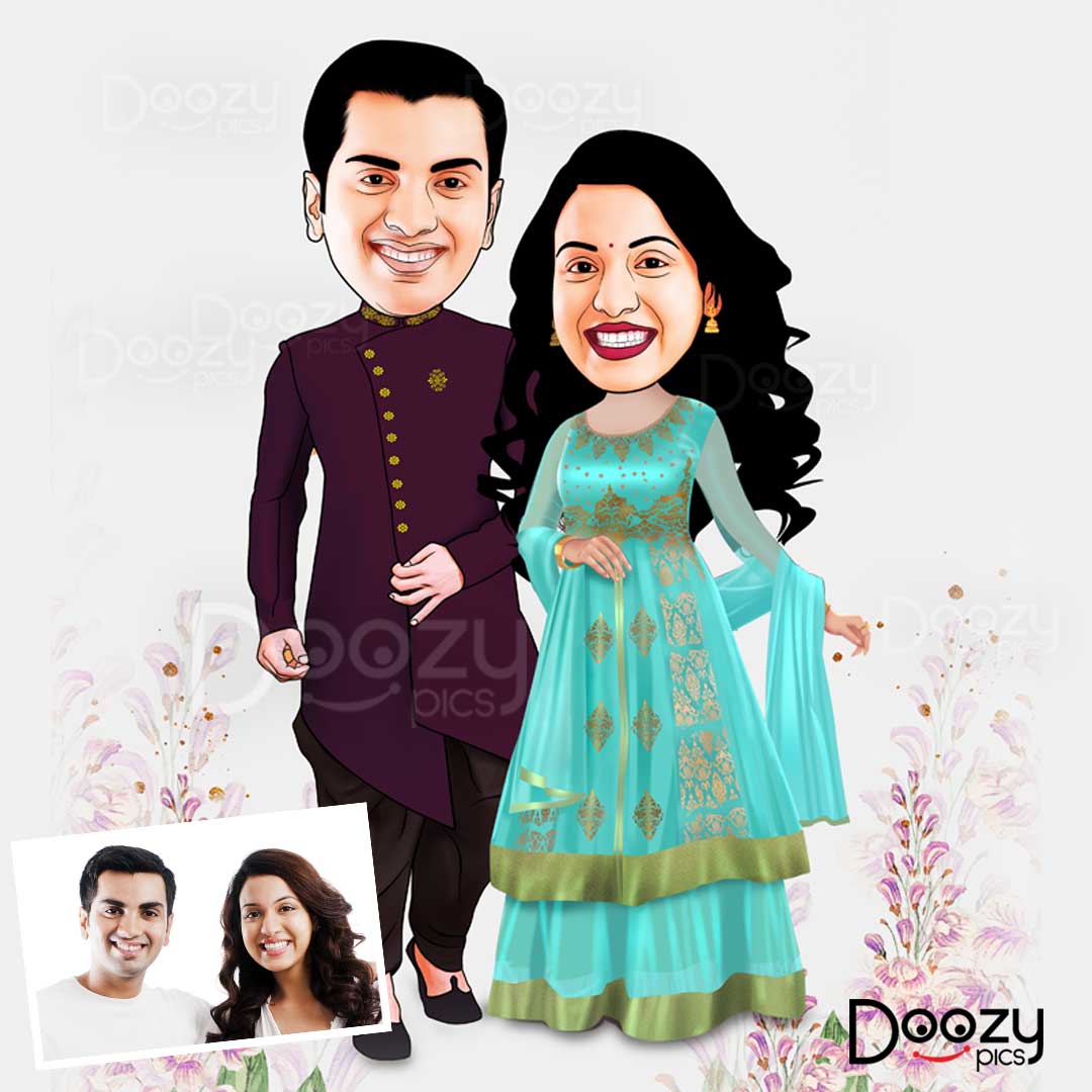 Happy Couple Caricature Art