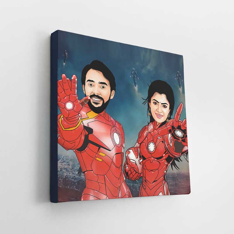 Iron Man Couple Caricature Art
