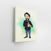 Man Holding Cup Caricature Art