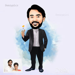 Gentleman Tossing a Coin Caricature