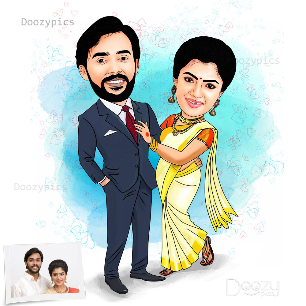 Modern Couple Caricature Art 