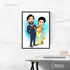 Modern Couple Caricature Art